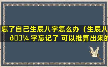 忘了自己生辰八字怎么办（生辰八 🐼 字忘记了 可以推算出来的吗）